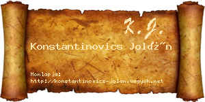 Konstantinovics Jolán névjegykártya