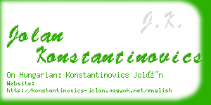 jolan konstantinovics business card